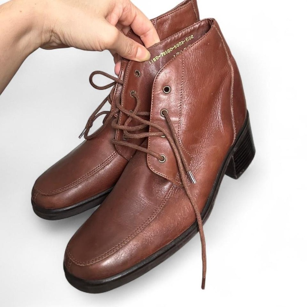Brown, vintage, leather ankle boots